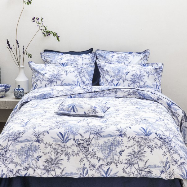 Bed linen RIVAGES printed in organic cotton satin GOTS