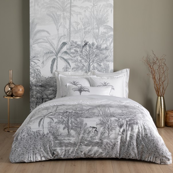Printed bed linen set AMAZONE in organic cotton satin GOTS